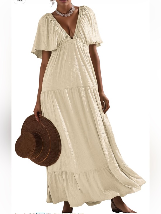 Dresses & Skirts - New deep V cream colored flutter sleeve maxi dress